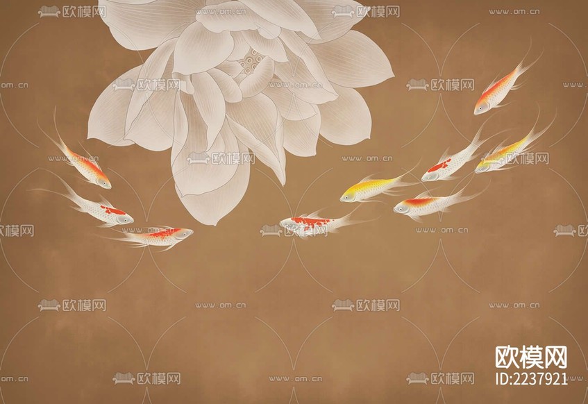 华琴壁画-新中式荷花壁画下载