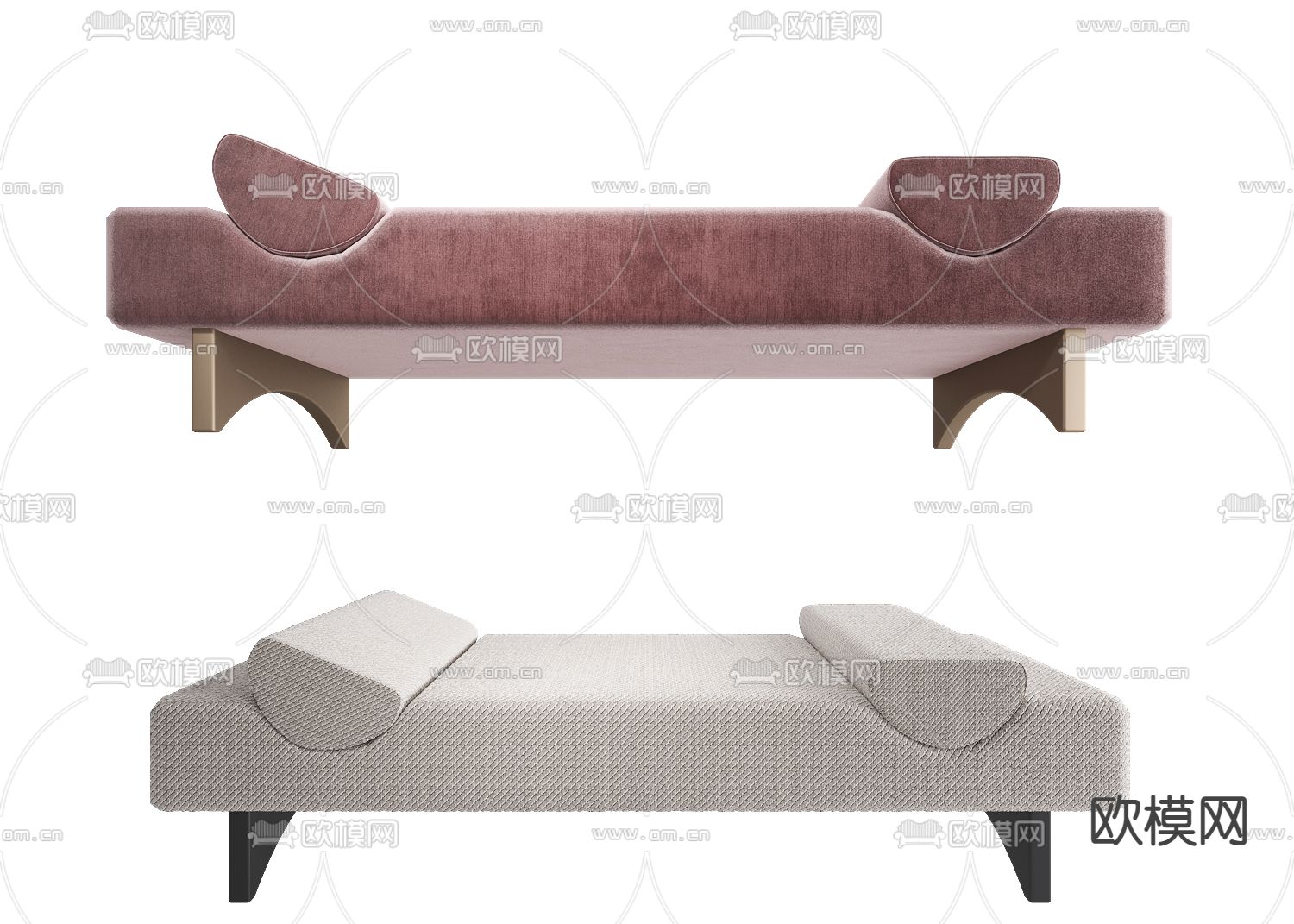 现代红色床尾凳3d模型下载