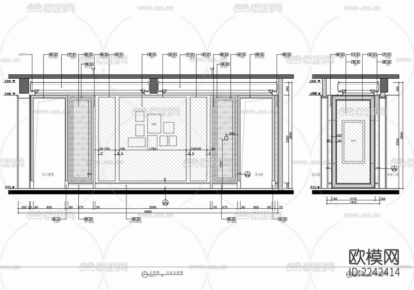 300㎡家裝大平層CAD施工圖 私宅 平層 家裝 樣板房下載(渲染圖10)