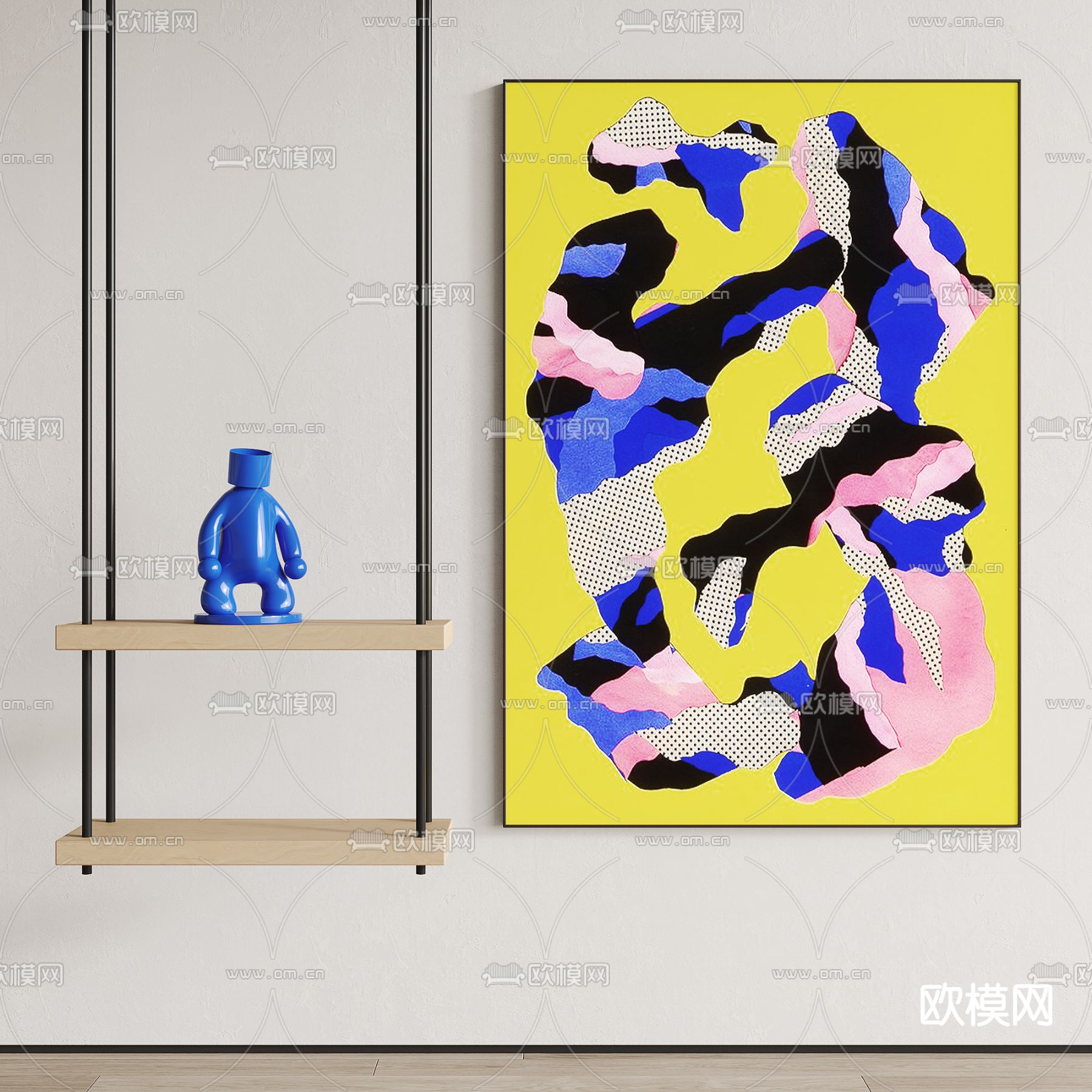 孟菲斯风抽象装饰画3d模型下载