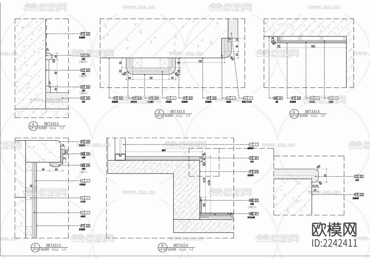 90㎡家装样板房CAD施工图 私宅 平层 家装 样板房下载（渲染图9）