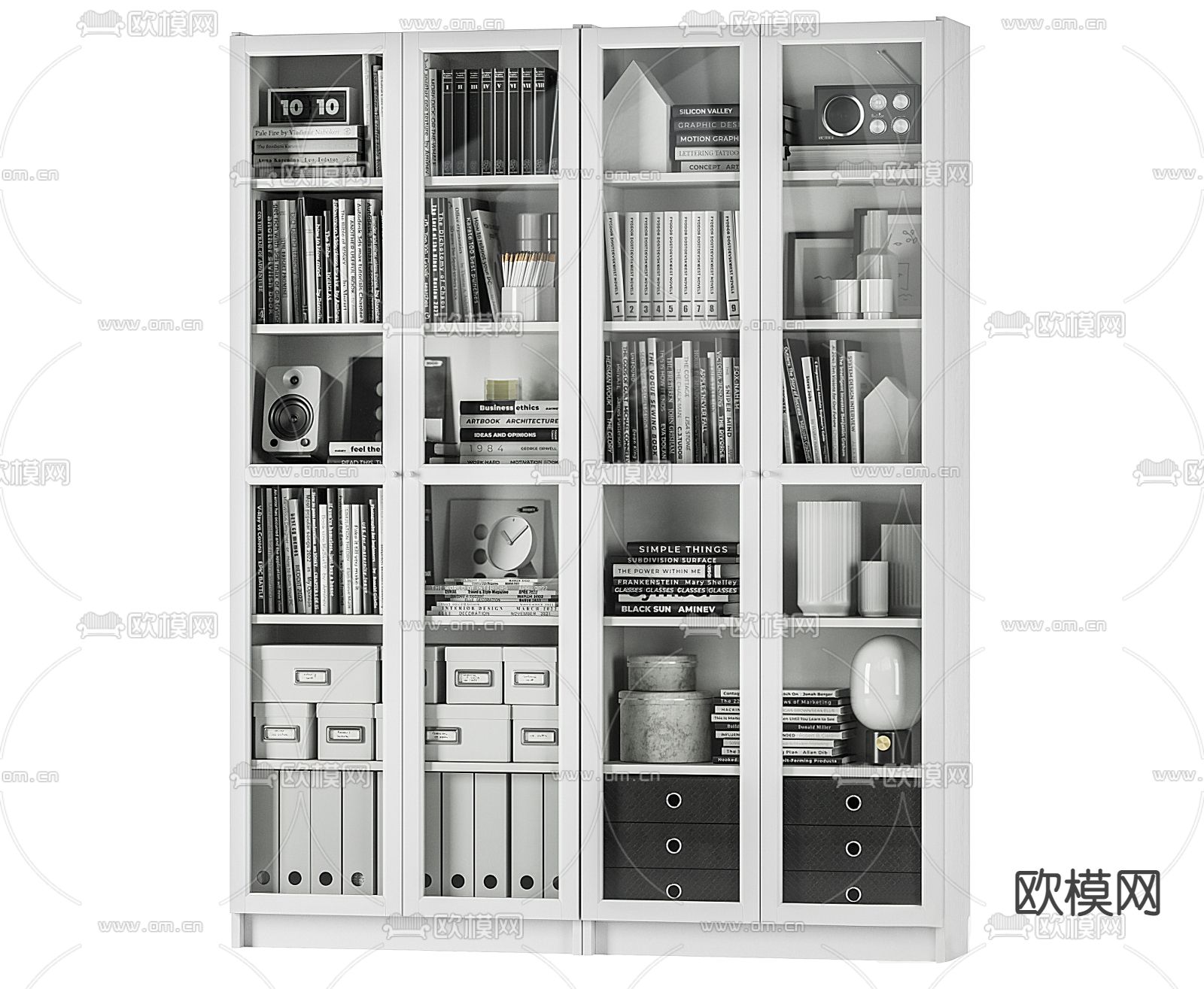 现代宜家文件柜资料柜3d模型下载（渲染图3）