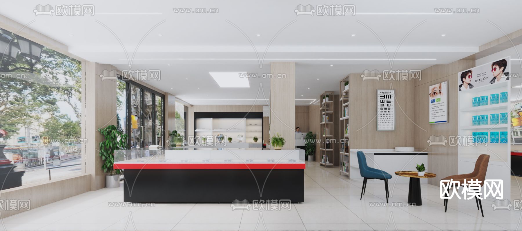 现代眼镜店3d模型下载（渲染图1）