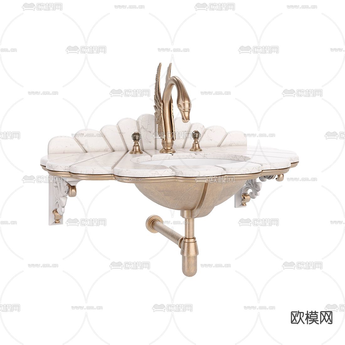 欧式天鹅台盆洗手台3d模型下载