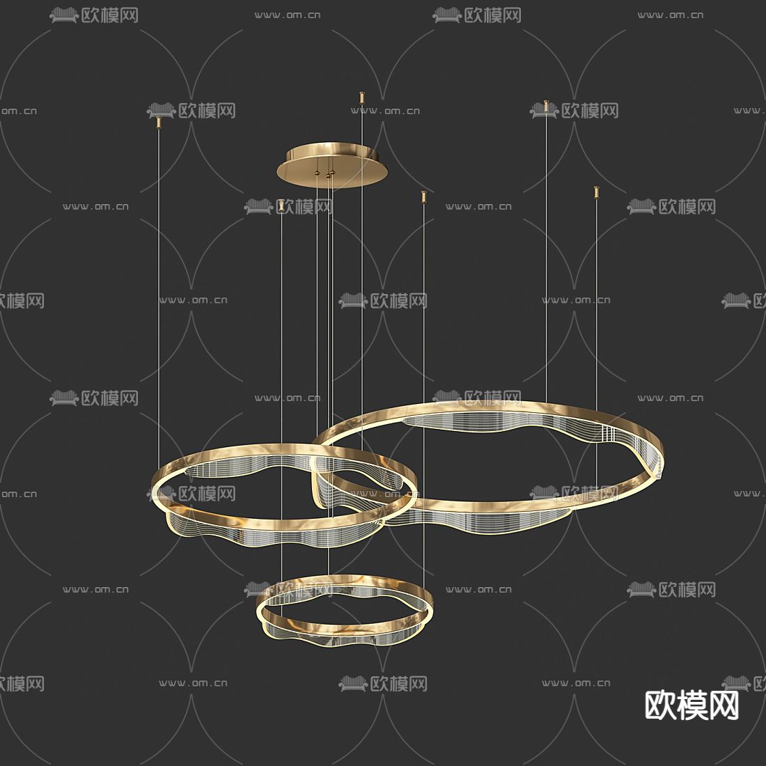 现代金属圆环吊灯3d模型下载_ID12078099_3dmax免费模型-欧模网