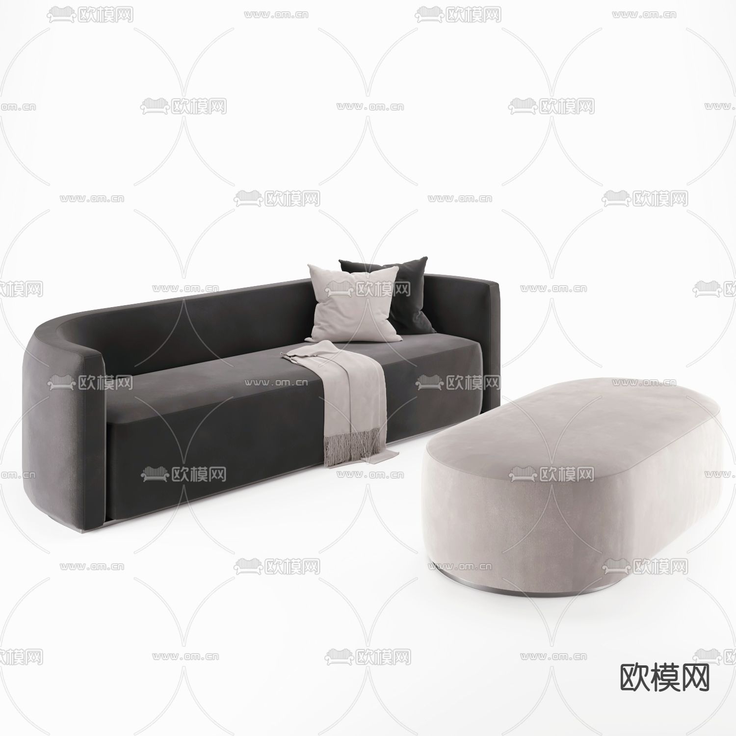 现代黑色双人沙发3d模型