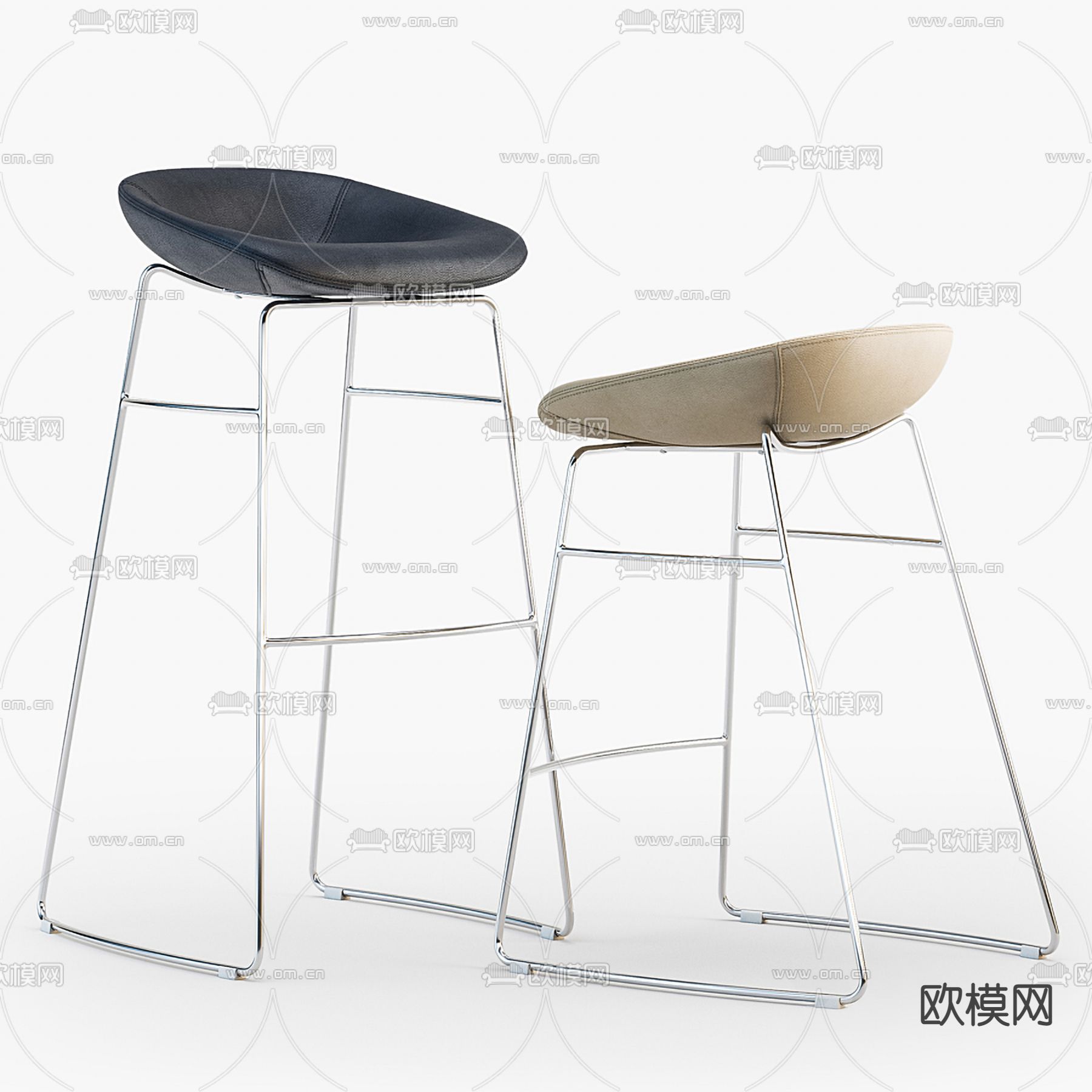 Calligaris 现代皮革吧台椅3d模型下载