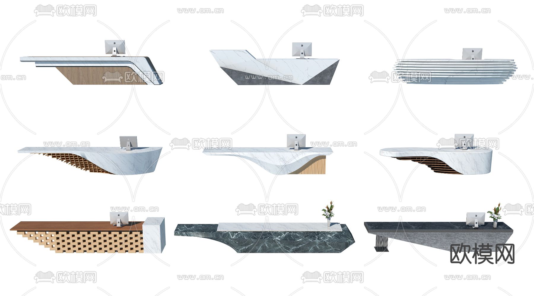现代接待前台3d模型下载