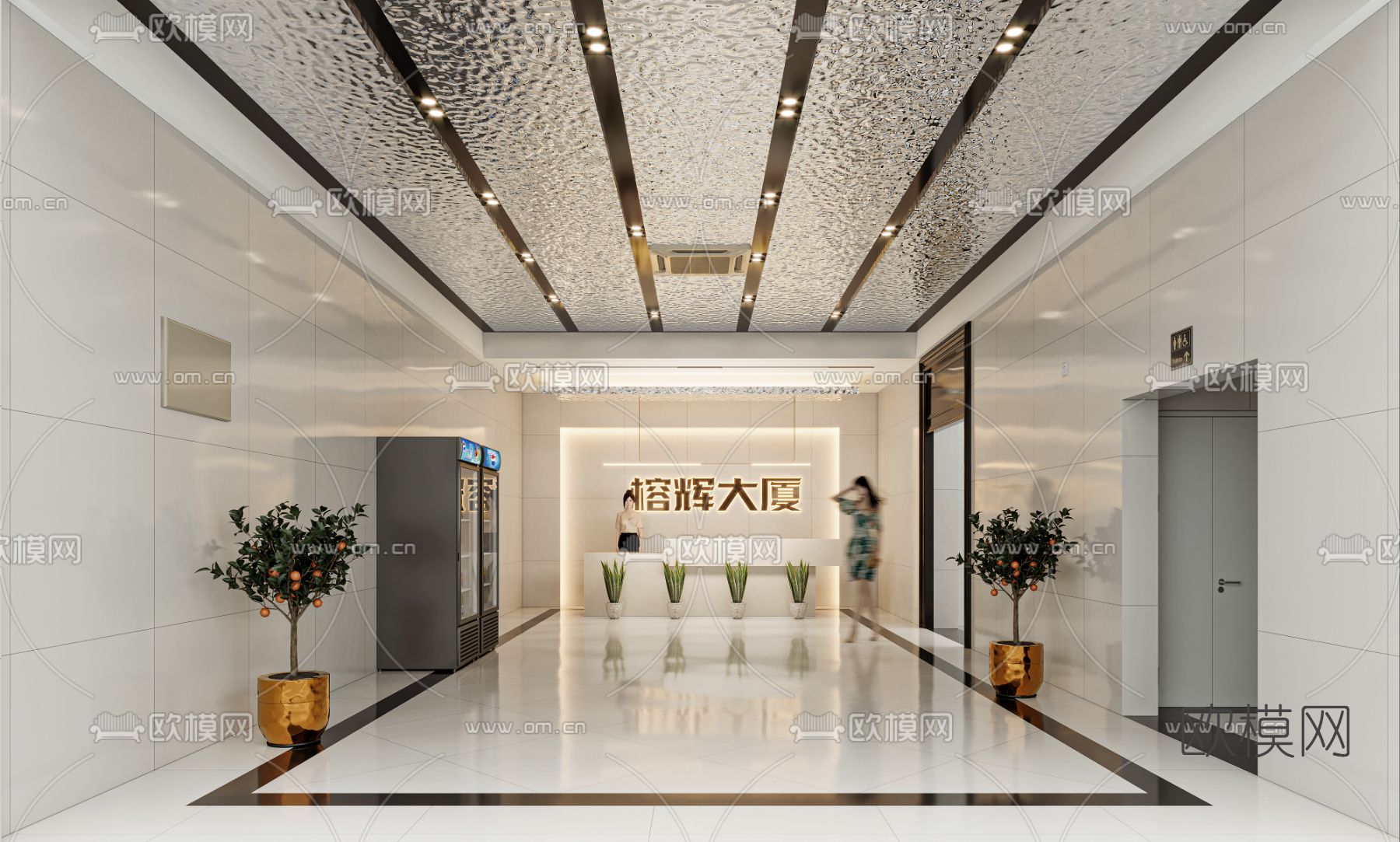 现代公司前台3d模型下载（渲染图1）