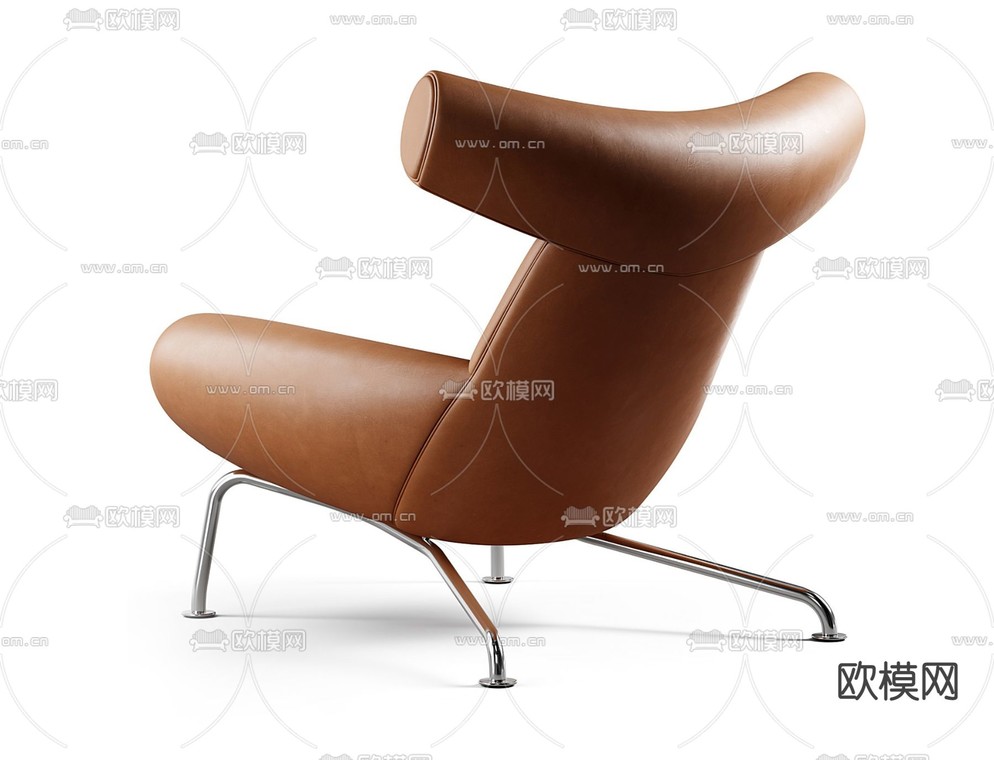 poliform 现代橙色皮革牛角椅休闲椅3d模型下载_ID12080185_3dmax免费模型-欧模网