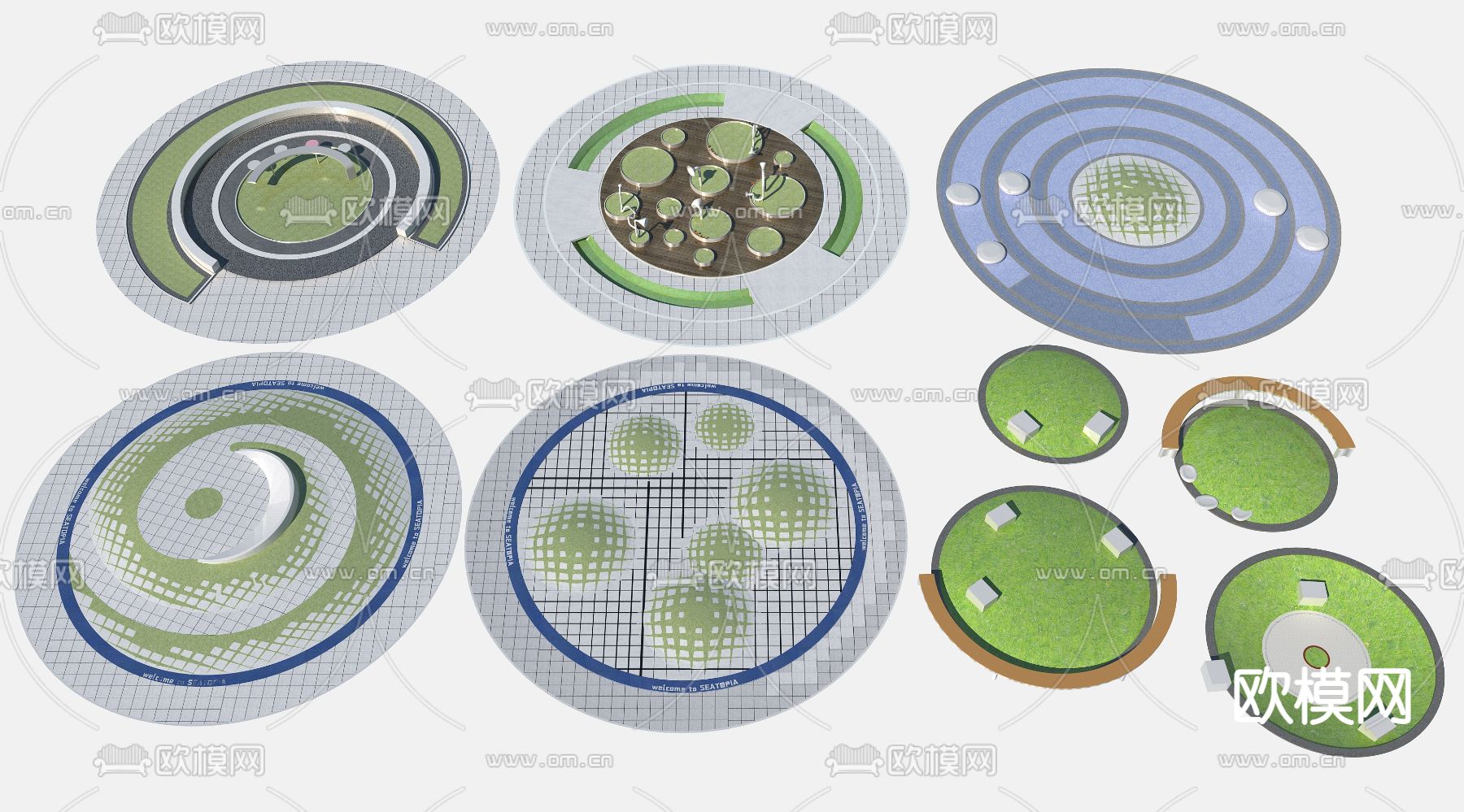 现代创意树池户外座椅坐凳3d模型下载
