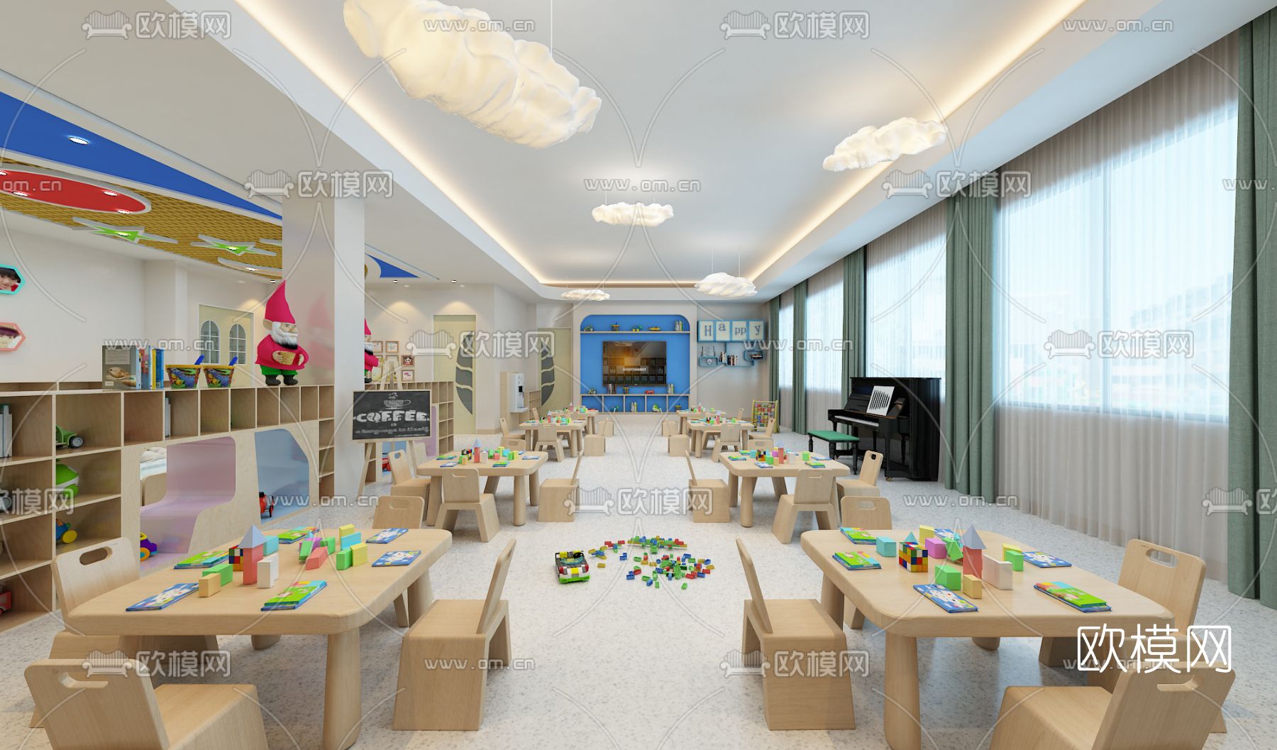 现代幼儿园娱乐室3d模型下载（渲染图1）