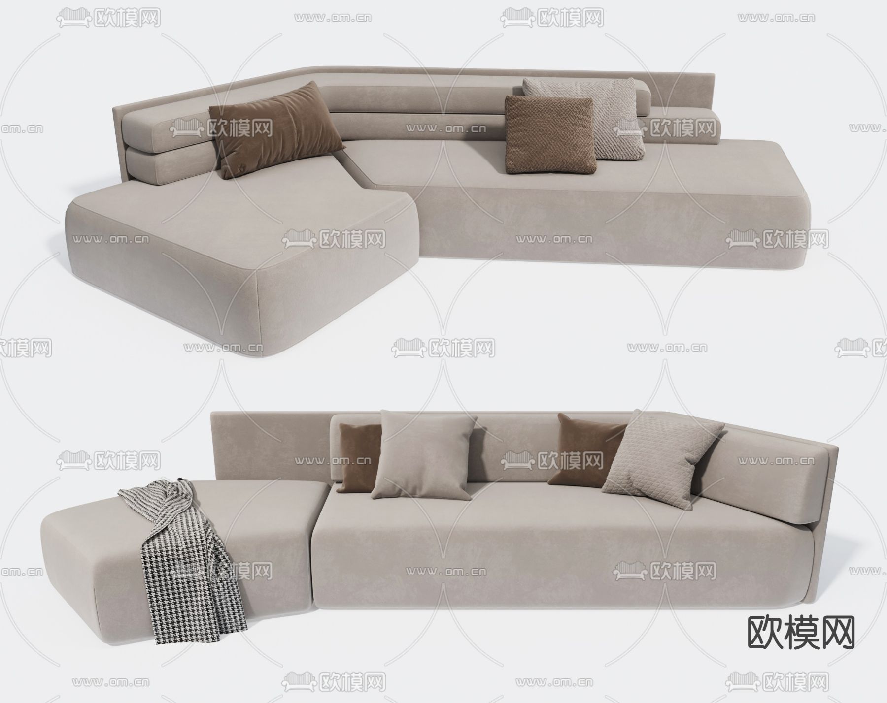 现代异形弧形沙发3d模型下载