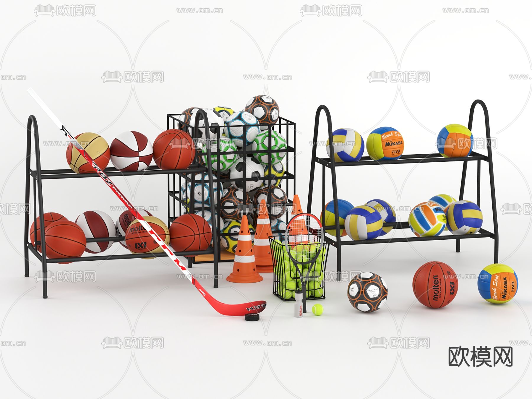 现代球类体育用品3d模型下载