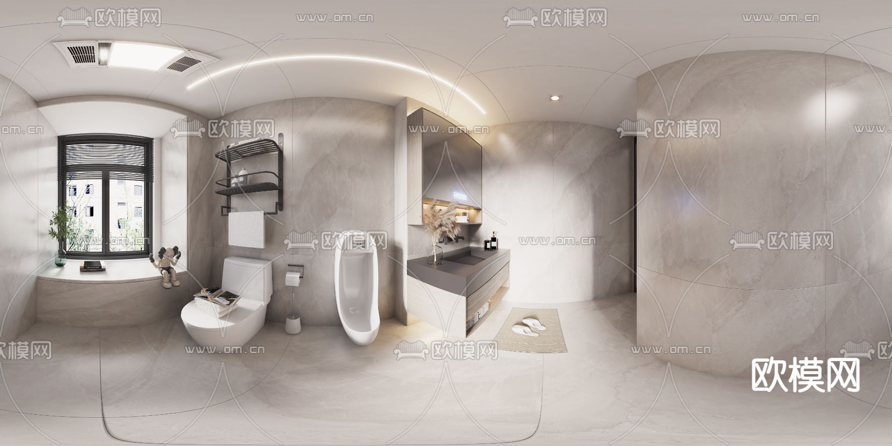 现代卫生间浴室vr全景3d模型