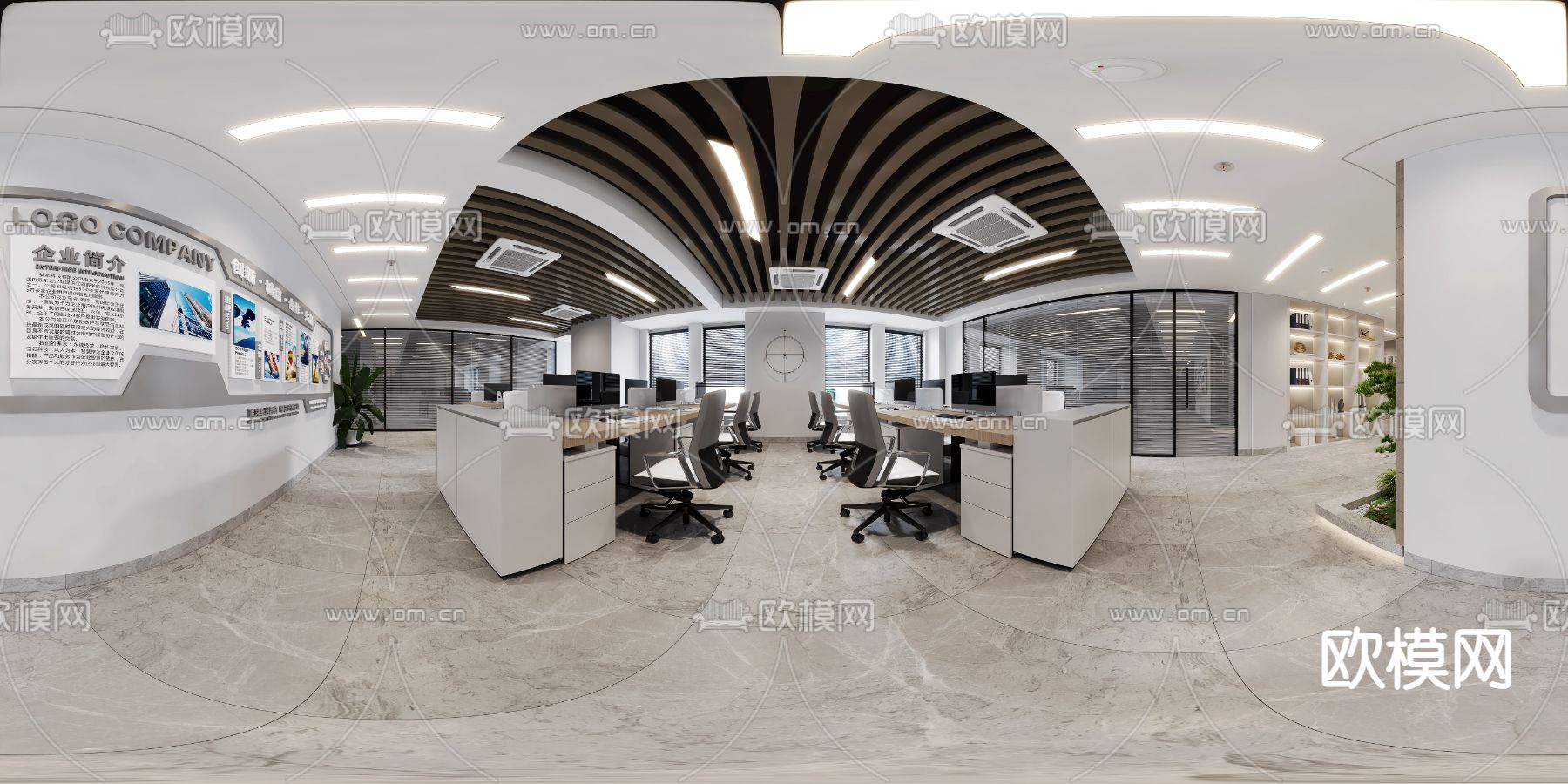 现代敞开式办公室vr全景3d模型下载_ID12080411_3dmax免费模型-欧模网