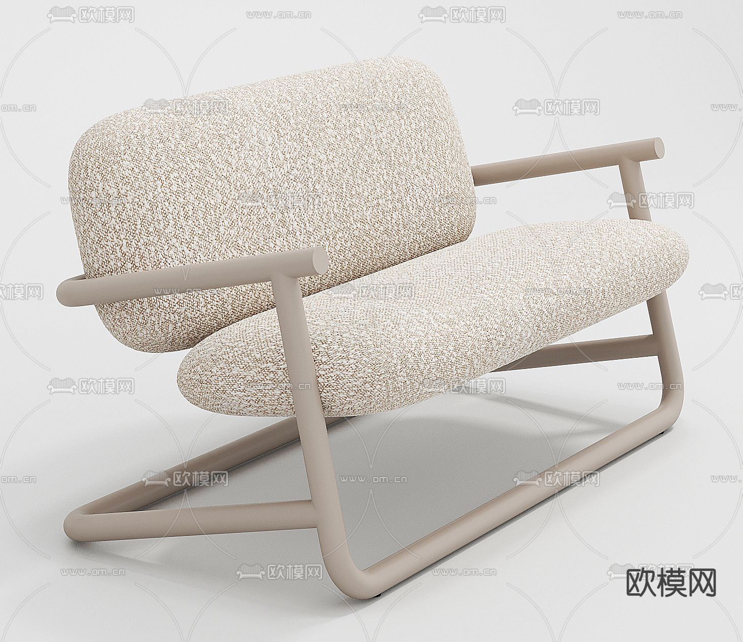 奶油风麻布休闲椅3d模型下载_ID12079572_3dmax免费模型-欧模网