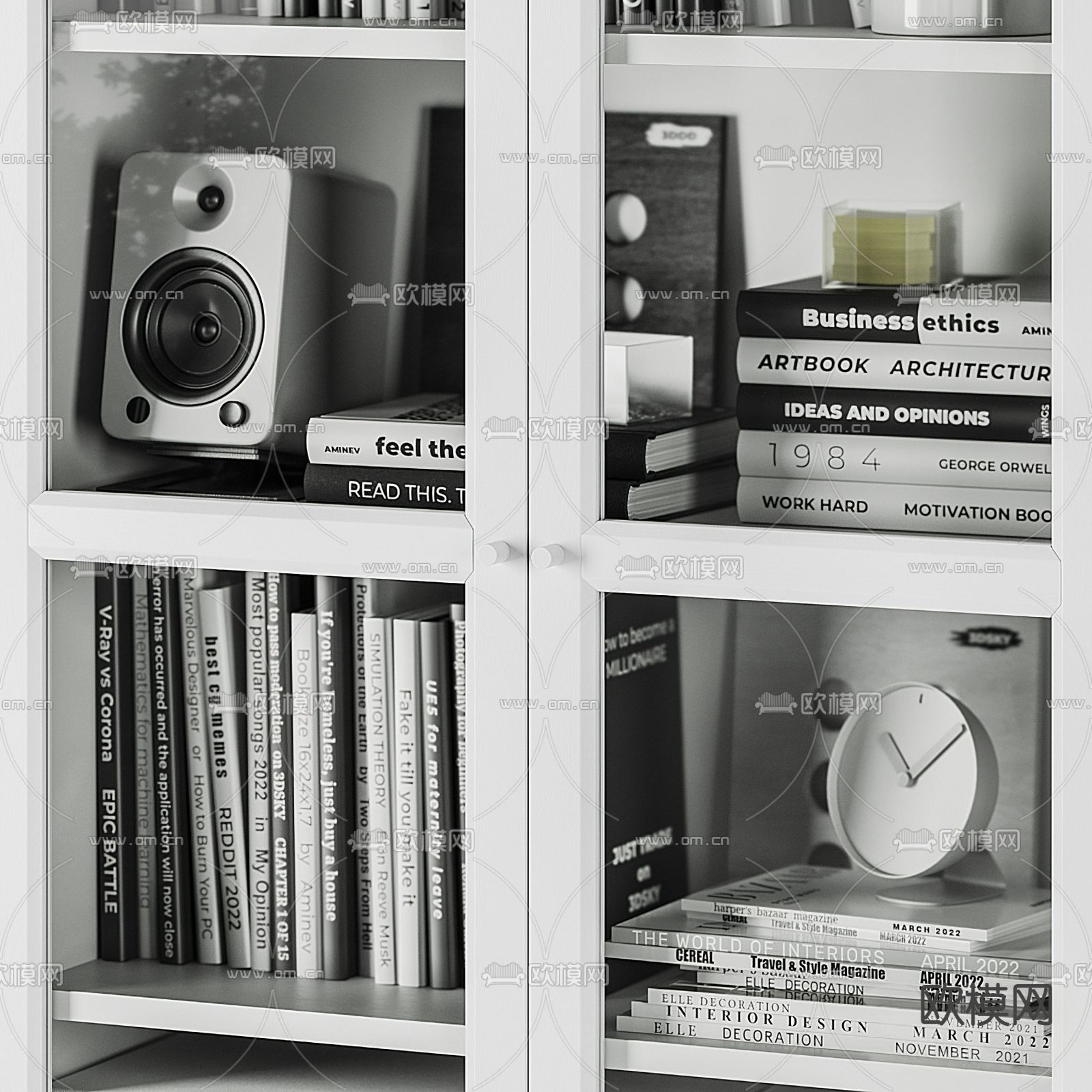 现代宜家文件柜资料柜3d模型下载（渲染图2）