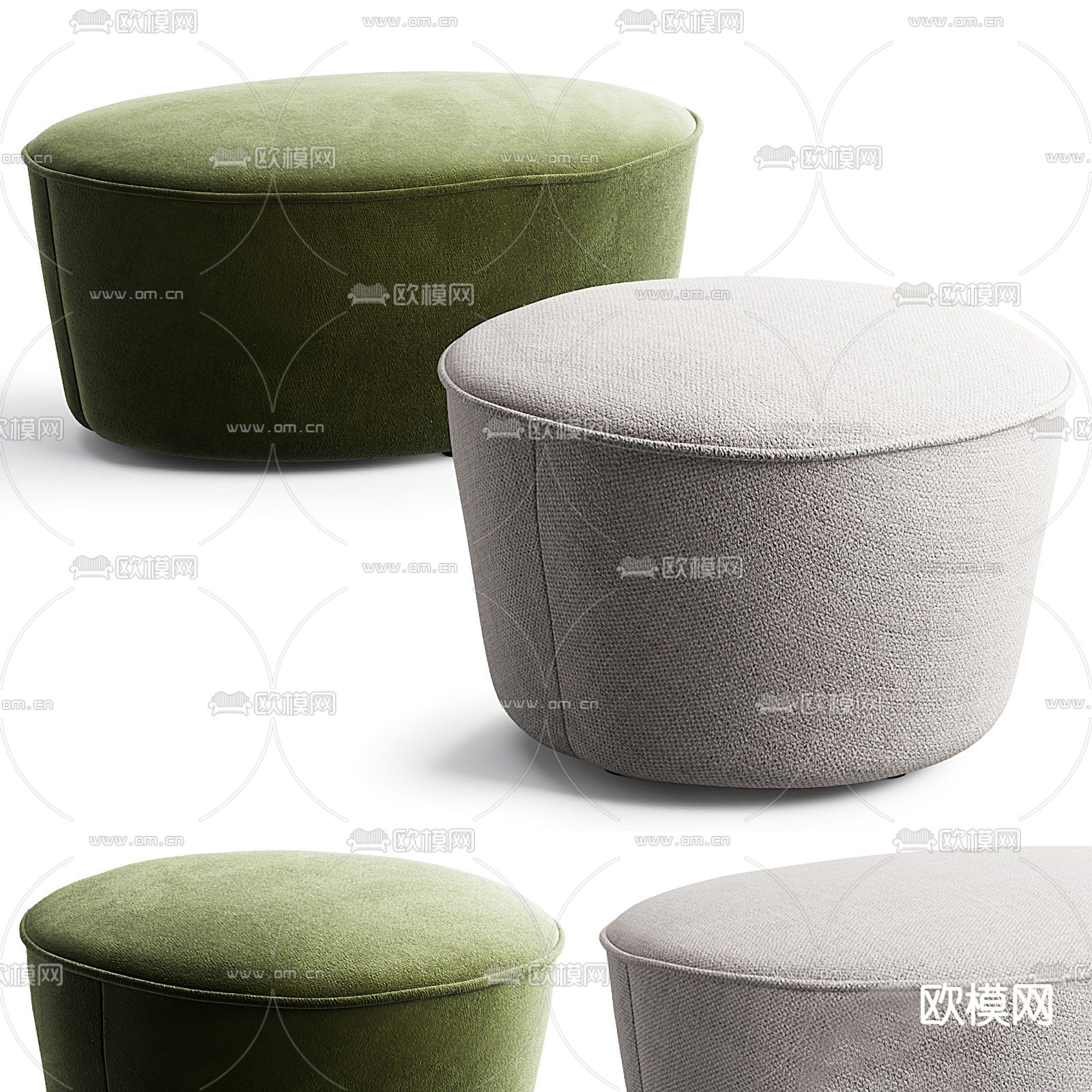 poliform现代沙发凳换鞋凳3d模型下载（渲染图2）