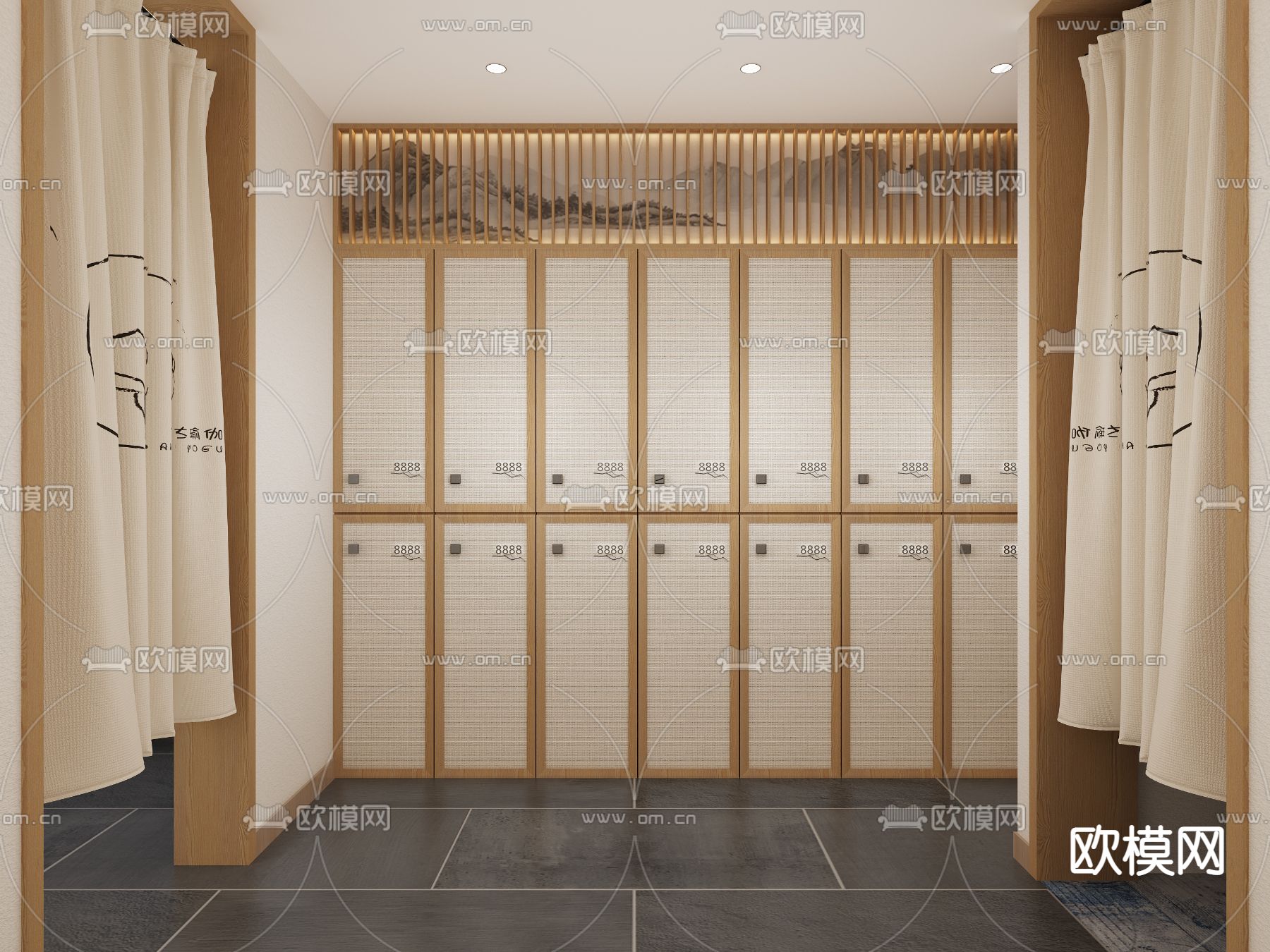 日式足疗店男浴室3d模型下载（渲染图3）