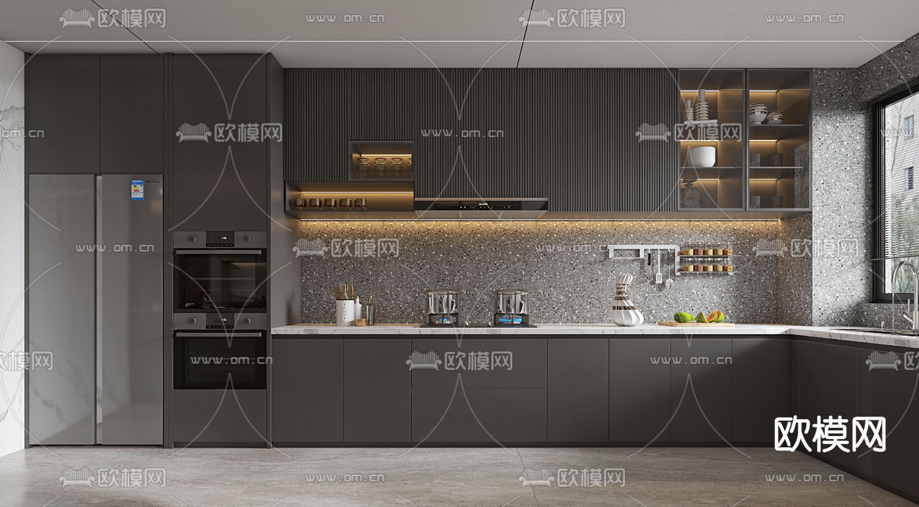 现代客厅餐厅3d模型下载（渲染图4）