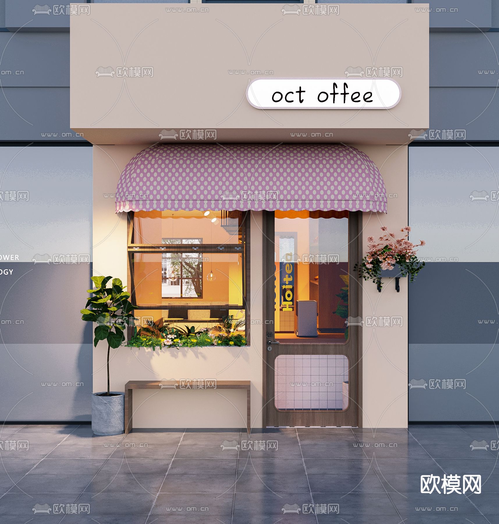 现代咖啡馆3d模型下载（渲染图2）