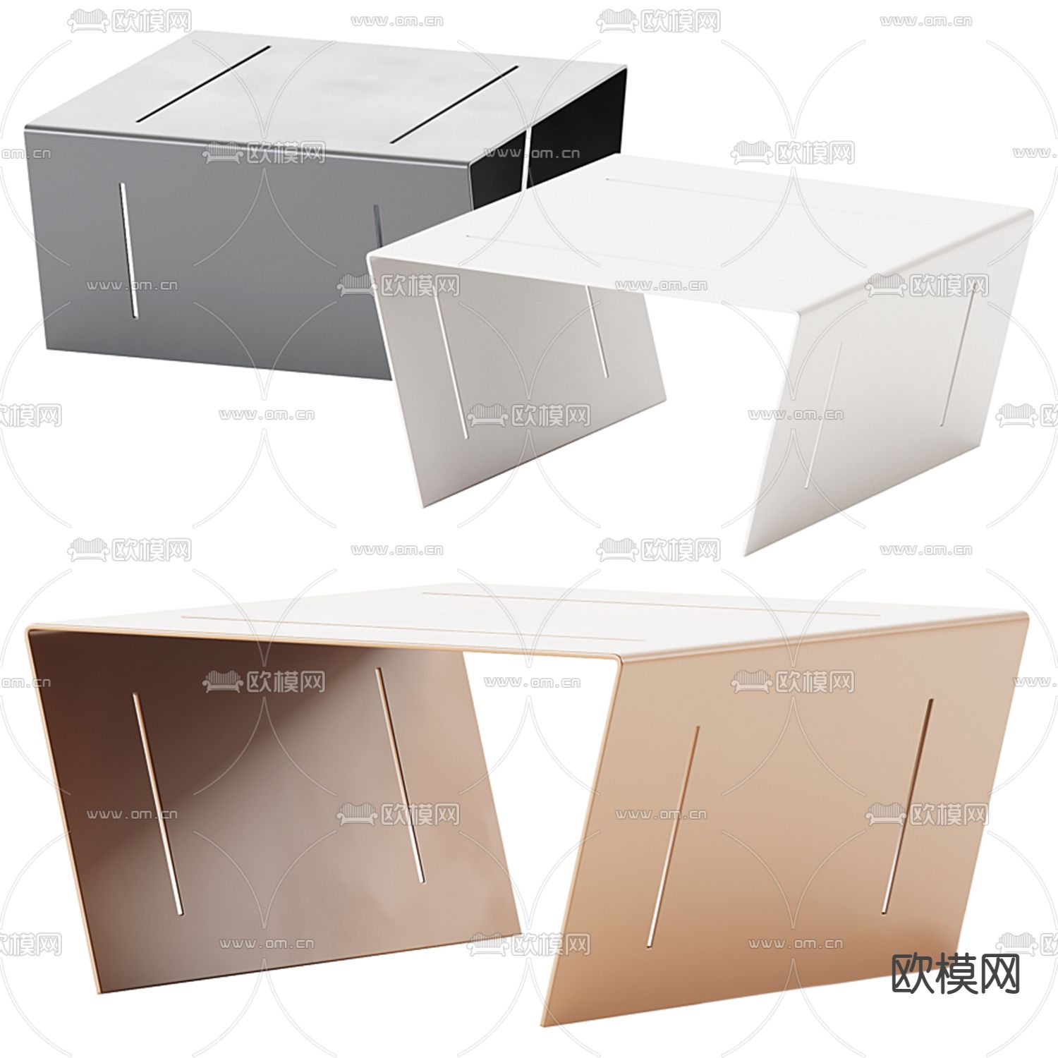 现代茶几组合3d模型下载