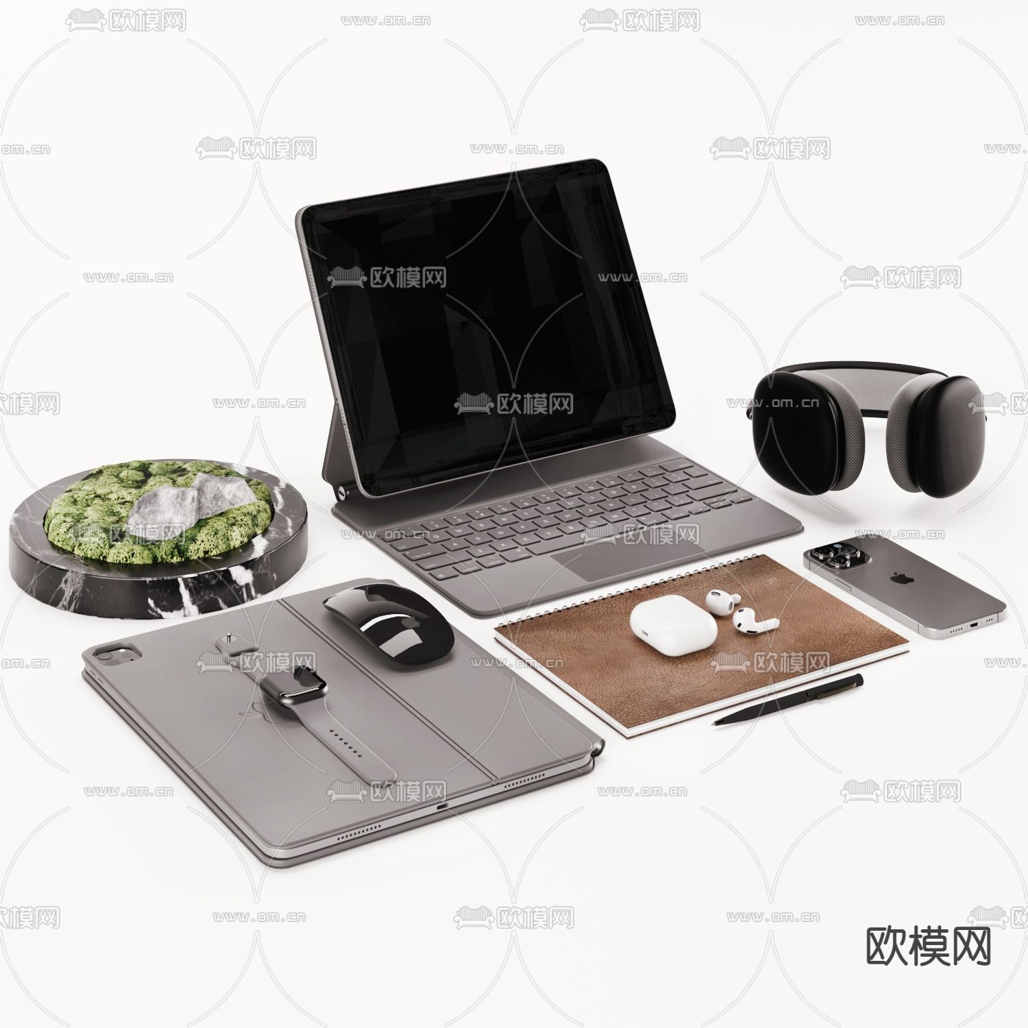 现代平板电脑3d模型下载（渲染图1）