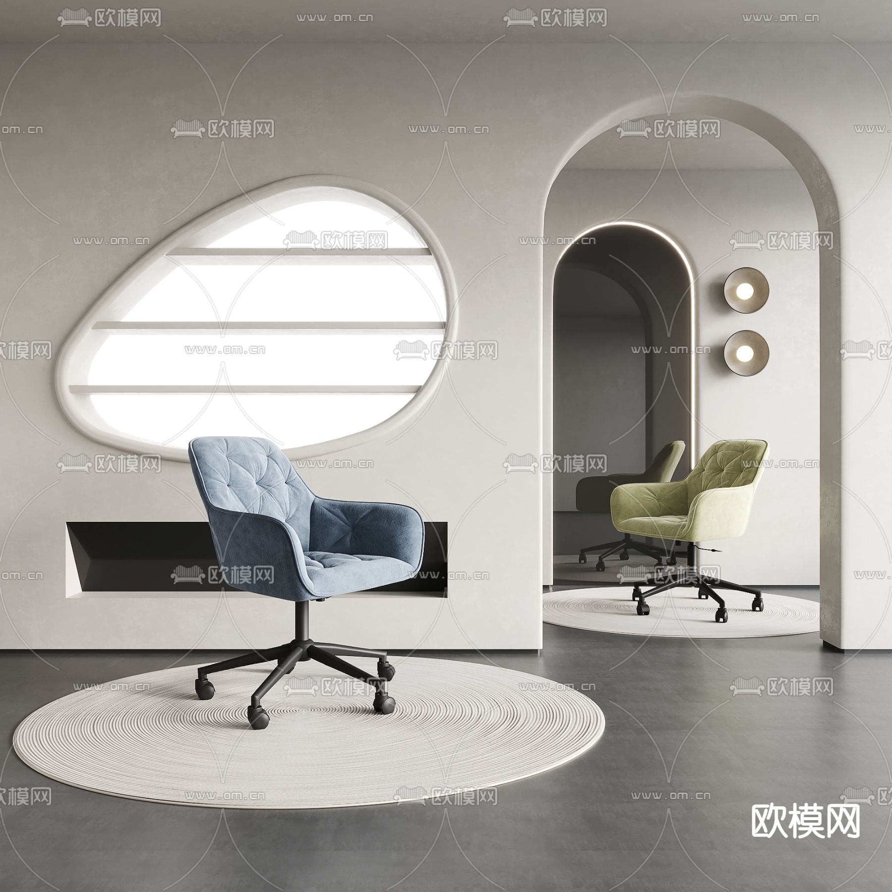 现代办公转椅3d模型下载