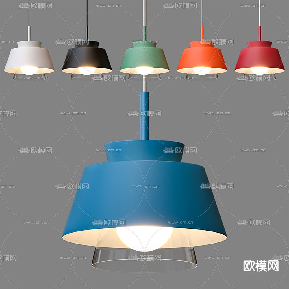 现代彩色吊灯组合3d模型下载