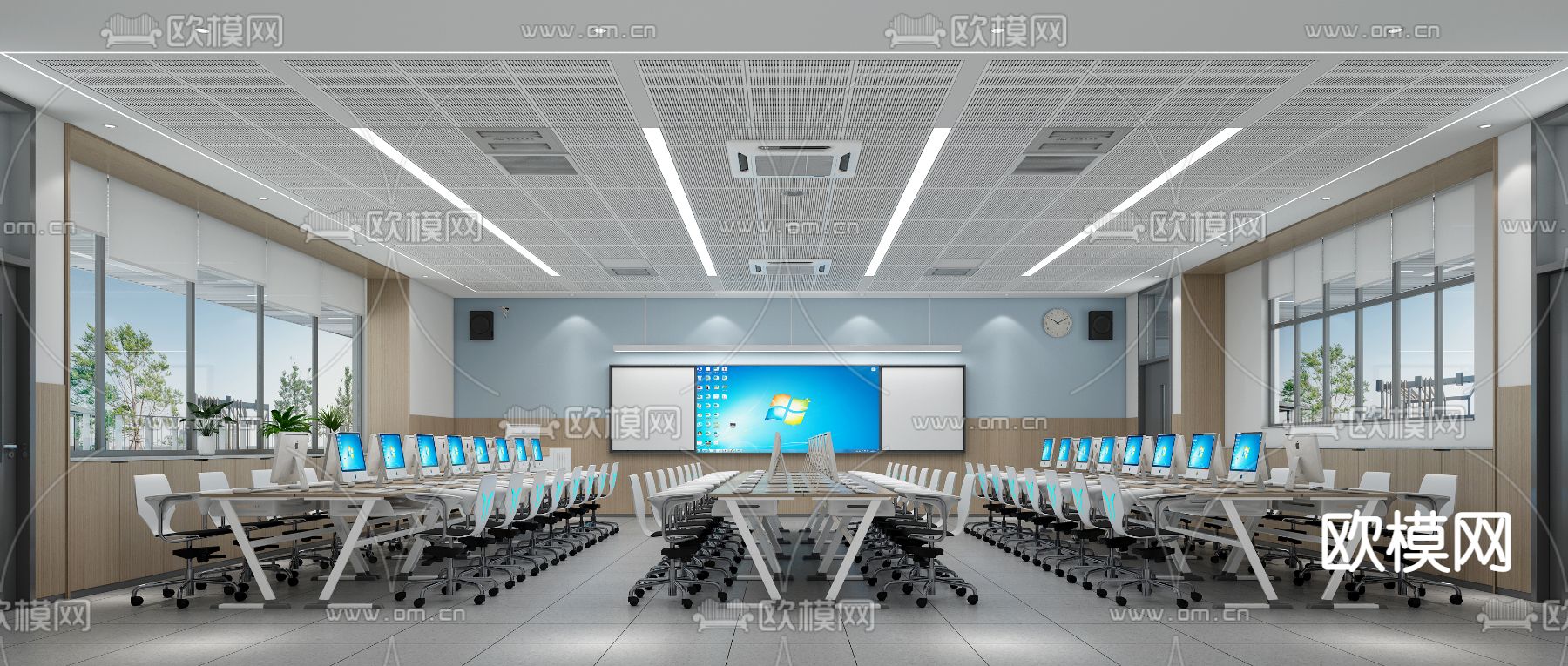 现代计算机教室3d模型下载