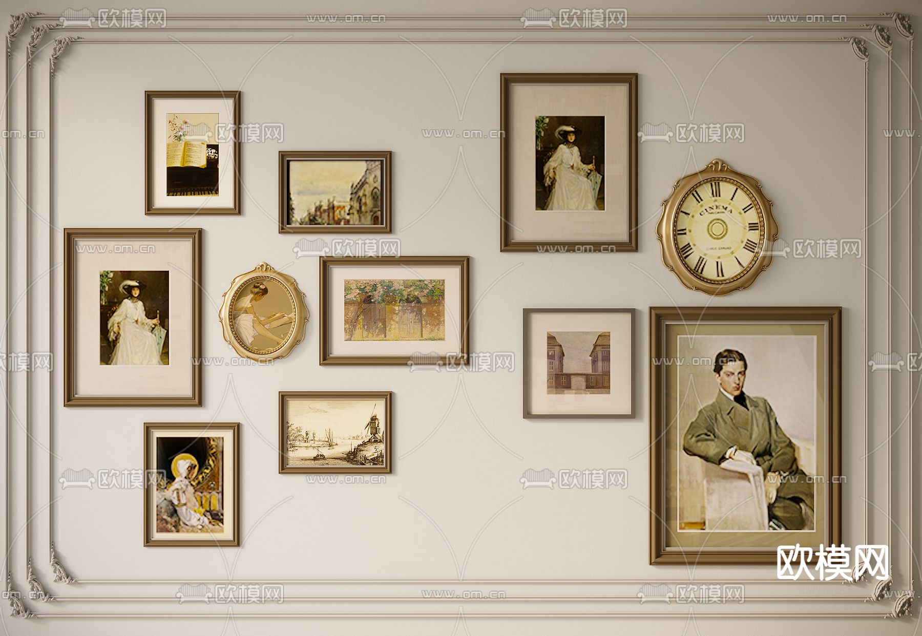 美式人物装饰画3d模型下载