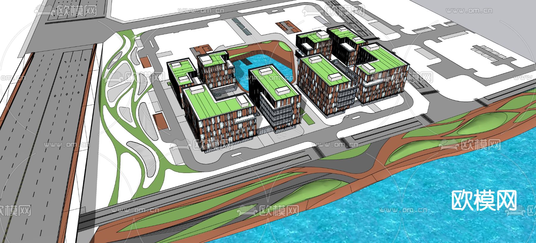 现代高层办公楼外观su模型