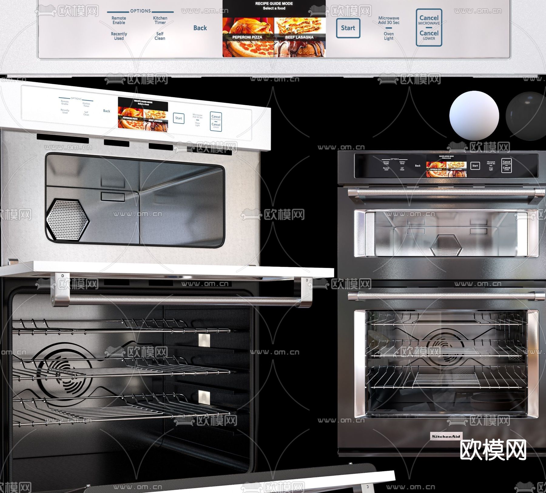 现代烤箱微波炉3d模型下载（渲染图3）