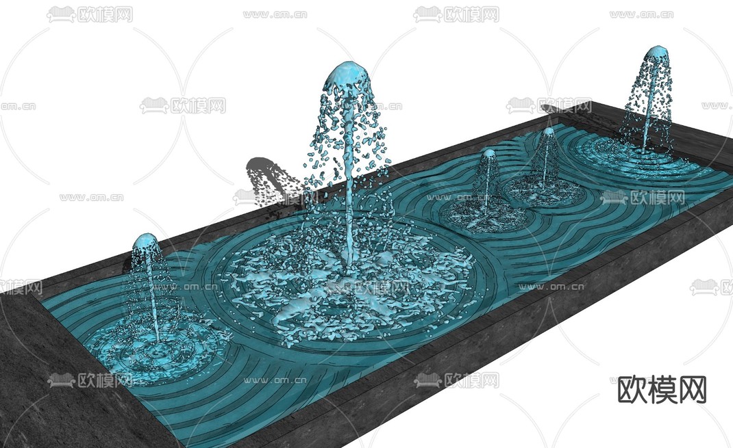 新中式水滴涌泉喷泉雕塑su模型下载_ID12081989_sketchup模型下载-欧模网