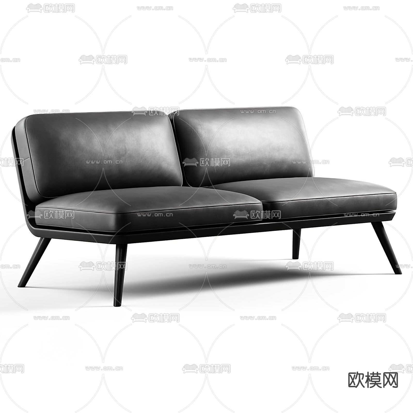 pertica现代黑色双人沙发3d模型下载（渲染图2）