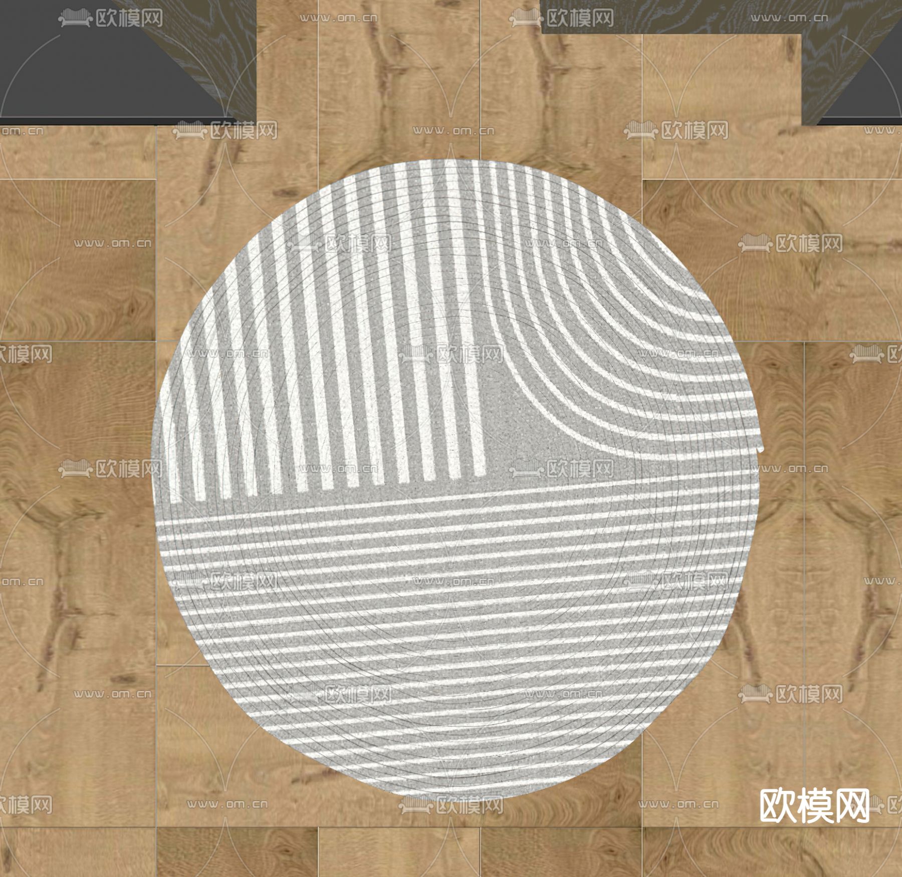 侘寂风圆形地毯su模型下载（渲染图2）