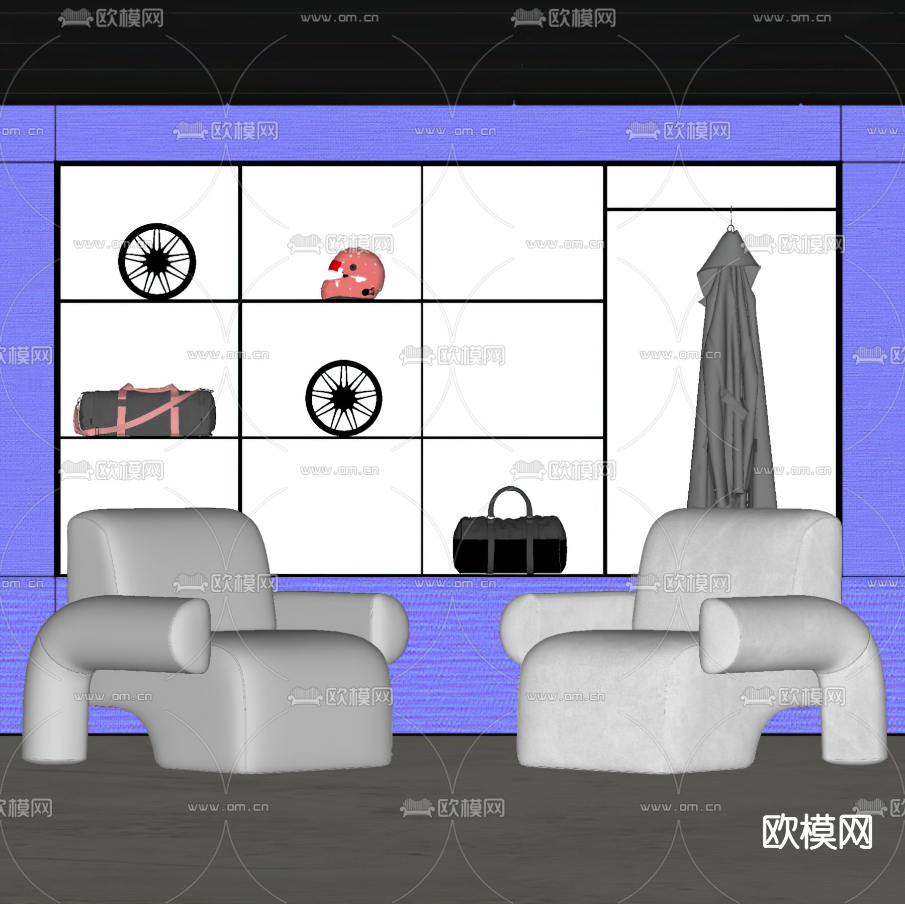 现代单人沙发su模型下载（渲染图2）