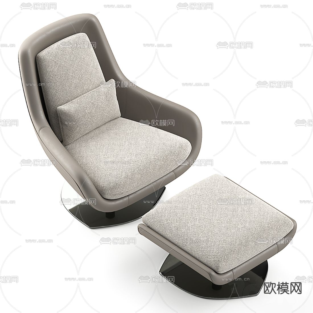 Domkapa 现代浅灰色布艺休闲椅子3d模型下载_ID12084321_3dmax免费模型-欧模网