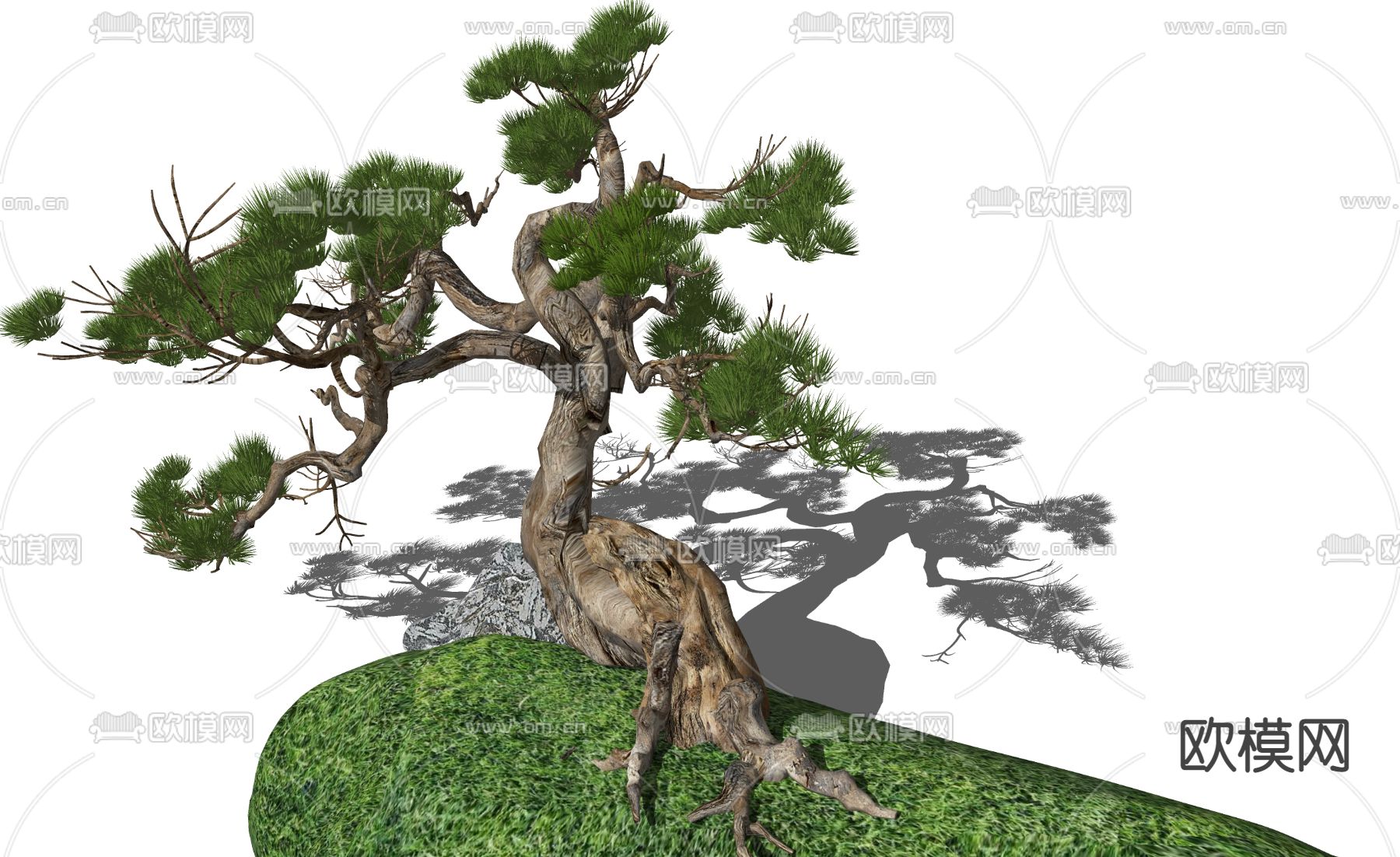 新中式松树su模型下载（渲染图2）