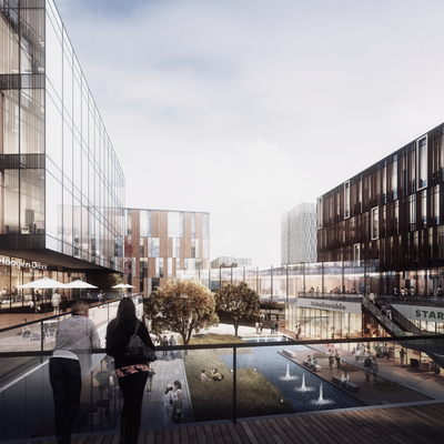 现代产业园办公区外观su模型