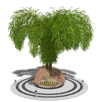  现代竹子毛竹植物su模型 