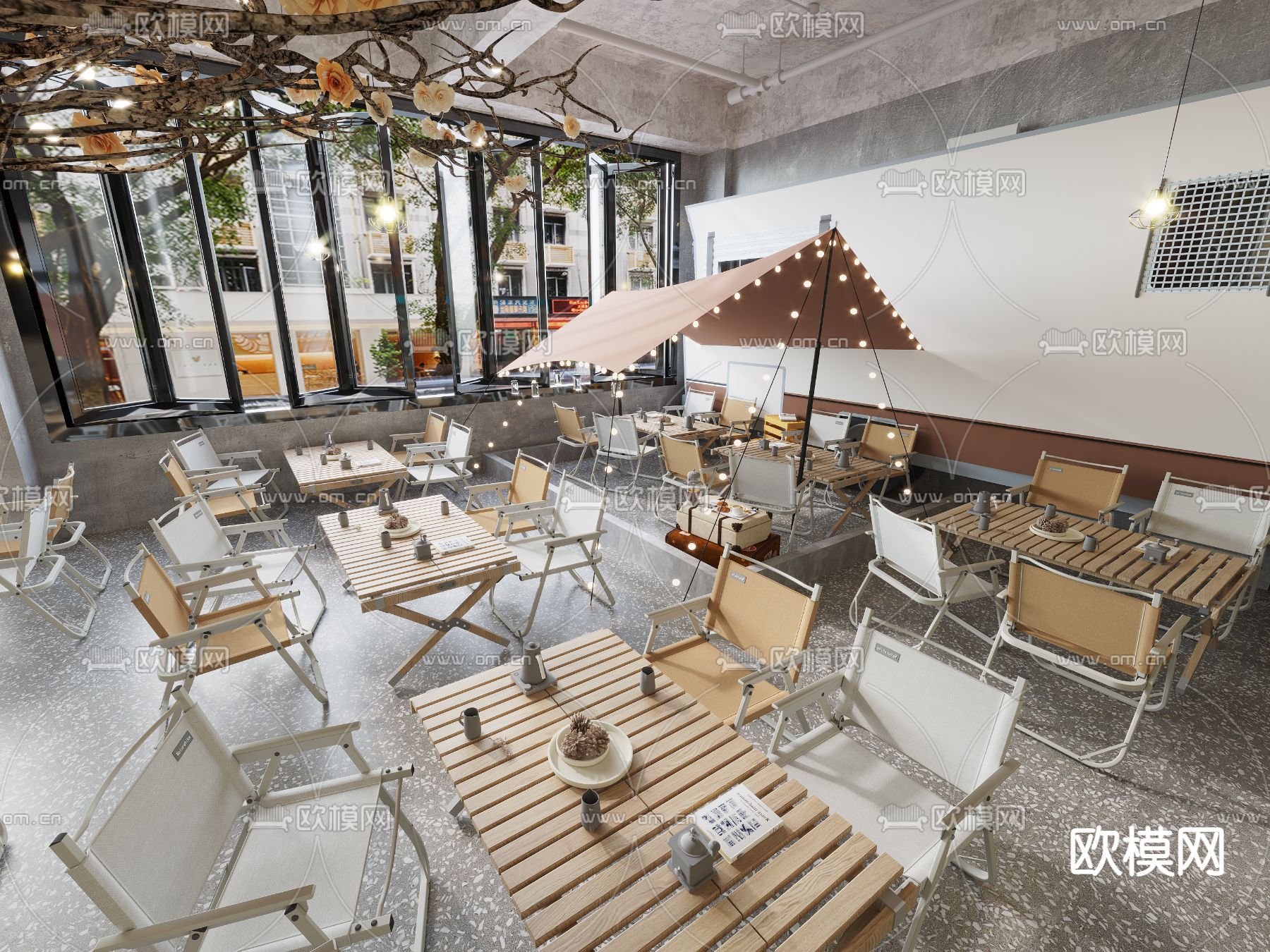 工业风烧烤店3d模型