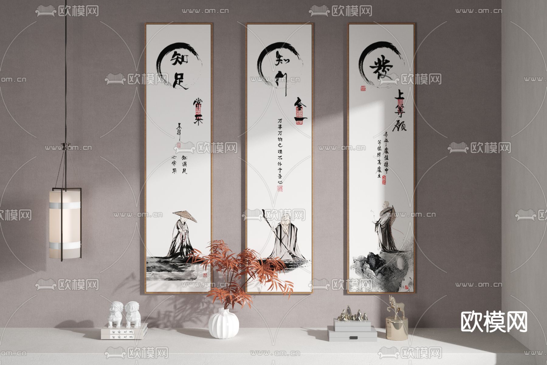 新中式字画禅意装饰画3d模型下载_ID12084196_3dmax免费模型-欧模网