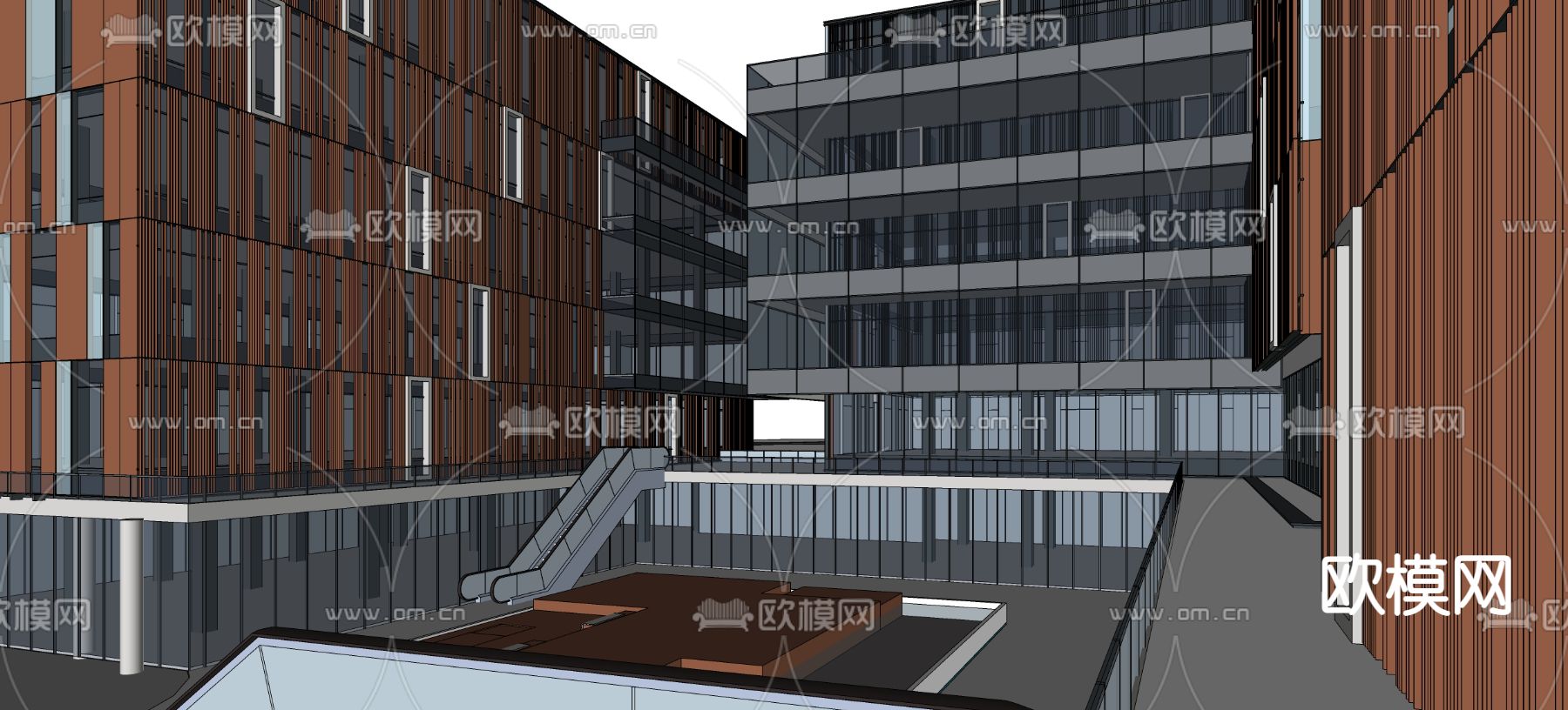 现代高层办公楼外观su模型