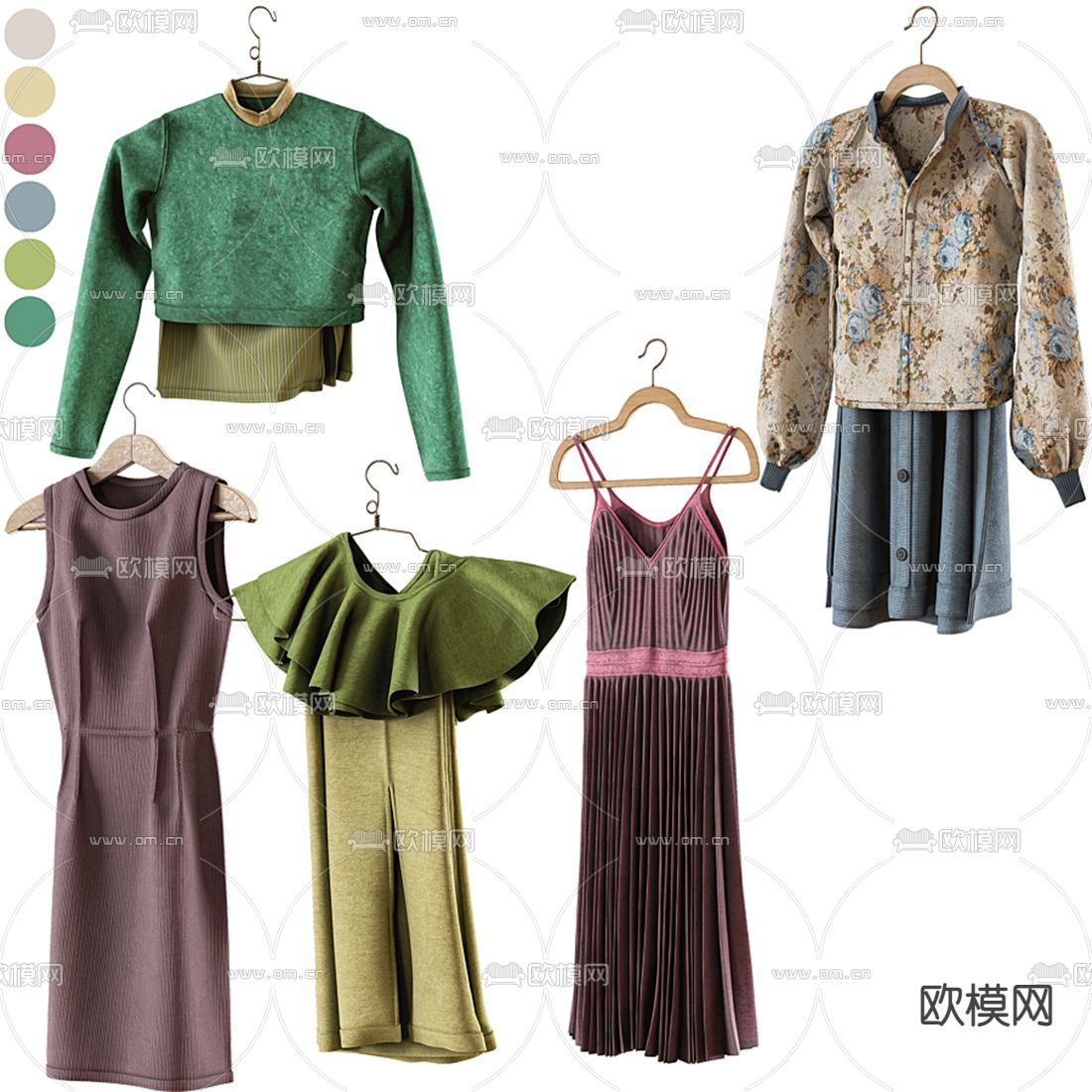 现代连衣裙服装衣架3d模型下载（渲染图1）