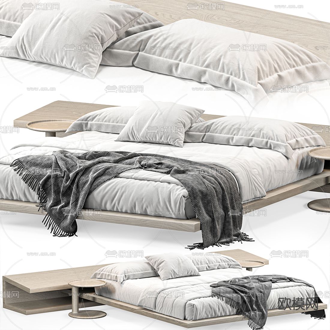 Meridiani 现代悬浮床双人床3d模型下载（渲染图1）