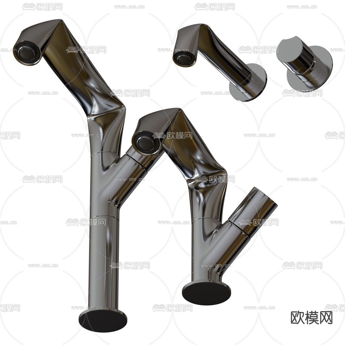 现代金属水龙头3d模型下载（渲染图4）