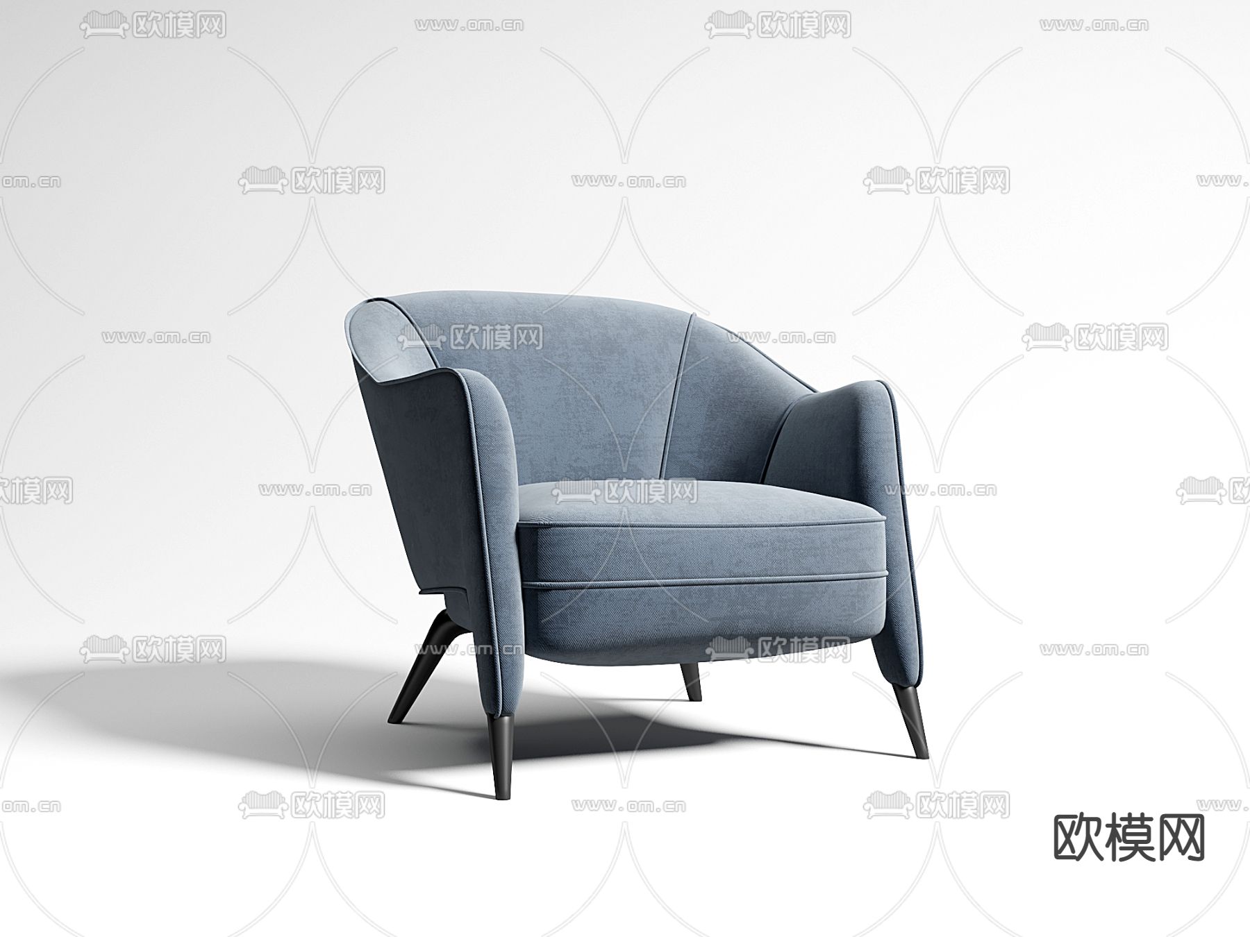 现代布艺单人沙发椅3d模型下载