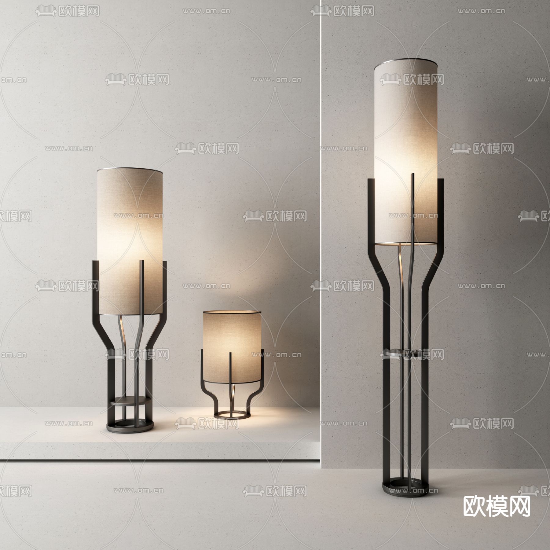 现代金属台灯3d模型下载_ID12082515_3dmax免费模型-欧模网